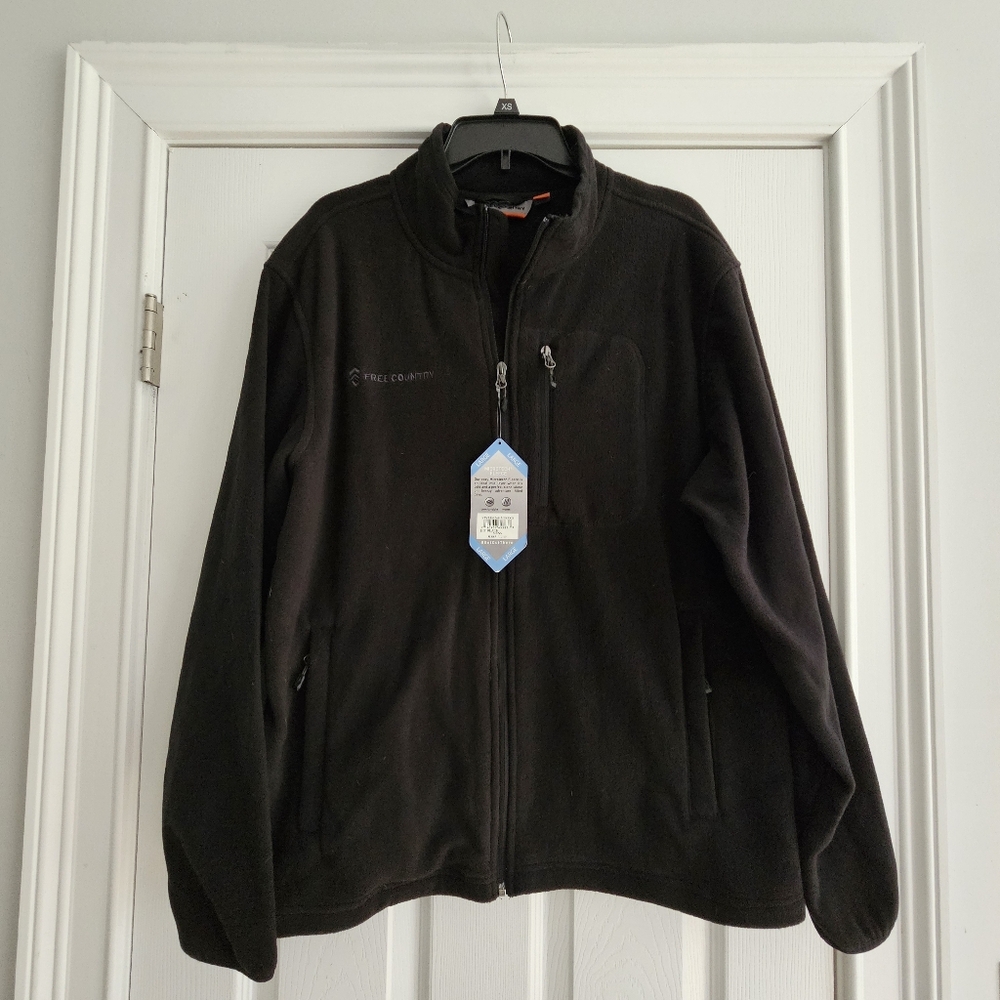 Free Country Jet Black Full Zip Fleece Jacket Sz Large